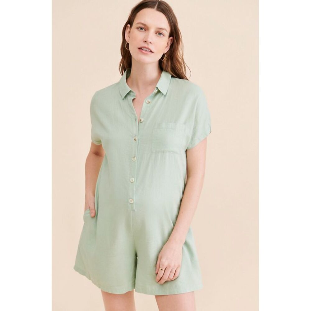 Ripe Maternity Women Maternity Linen Playsuit Mint M